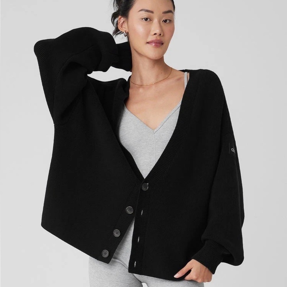 Alo Scholar Cardigan Sweater Size XL Black NWT Oversized